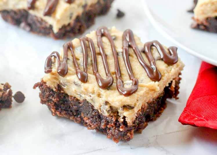 Rich and gooey Cookie Dough Brownies are so good!