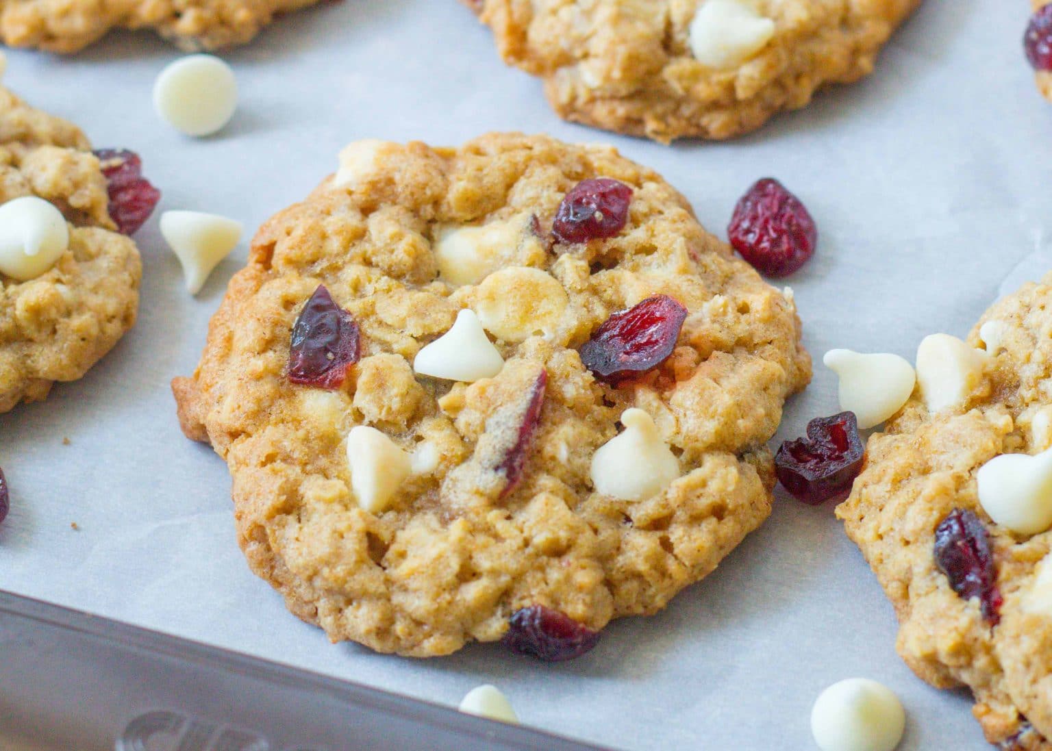 White Chocolate Cranberry Oatmeal Cookies - Chocolate with Grace