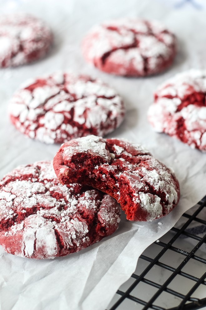 Red Velvet Cookies made with cake mix