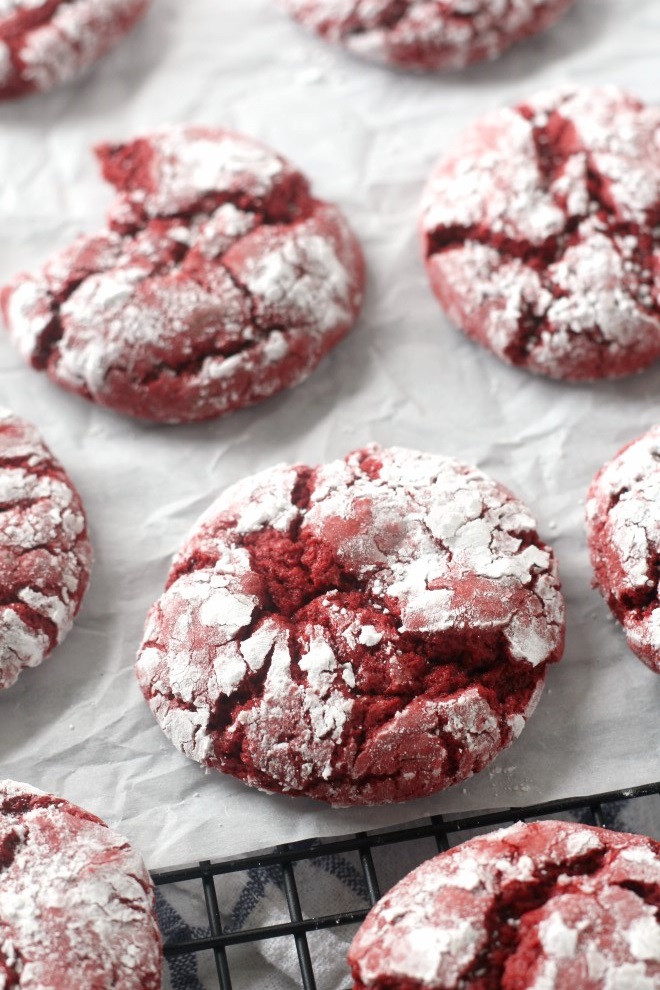 Red Velvet Cookies made with cake mix
