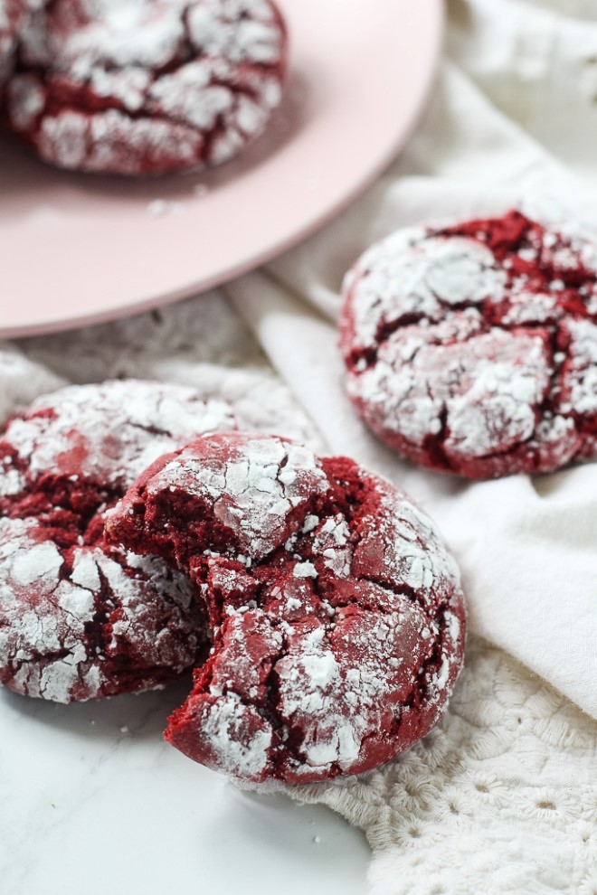 Red Velvet Cookies made with cake mix