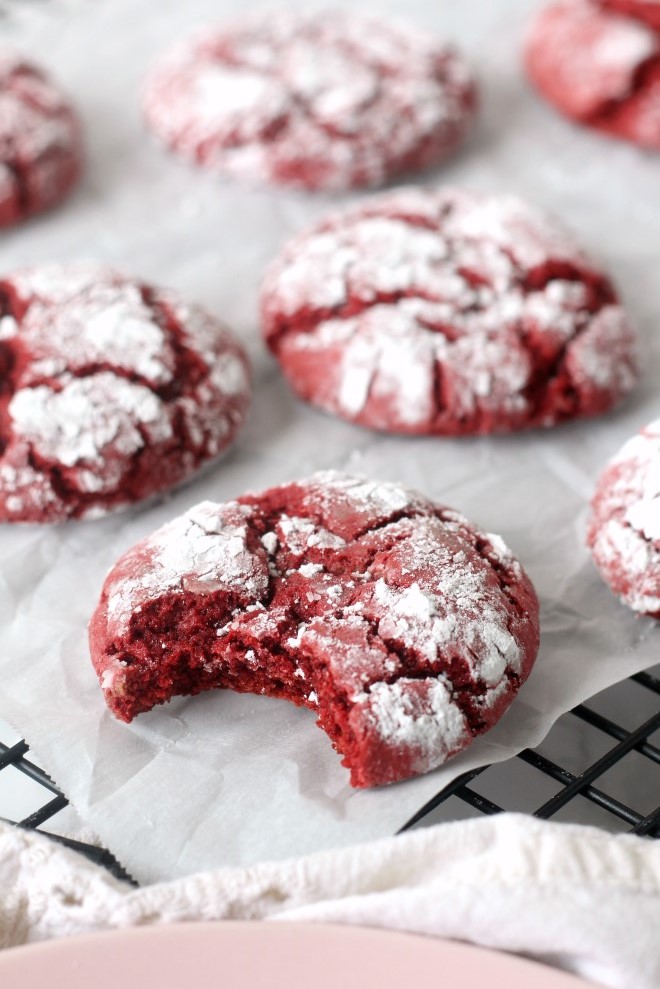 Red Velvet Cookies made with cake mix