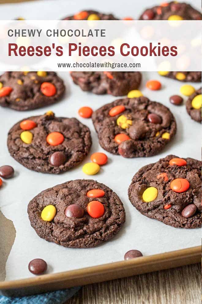 Chocolate cookies with Reese's pieces