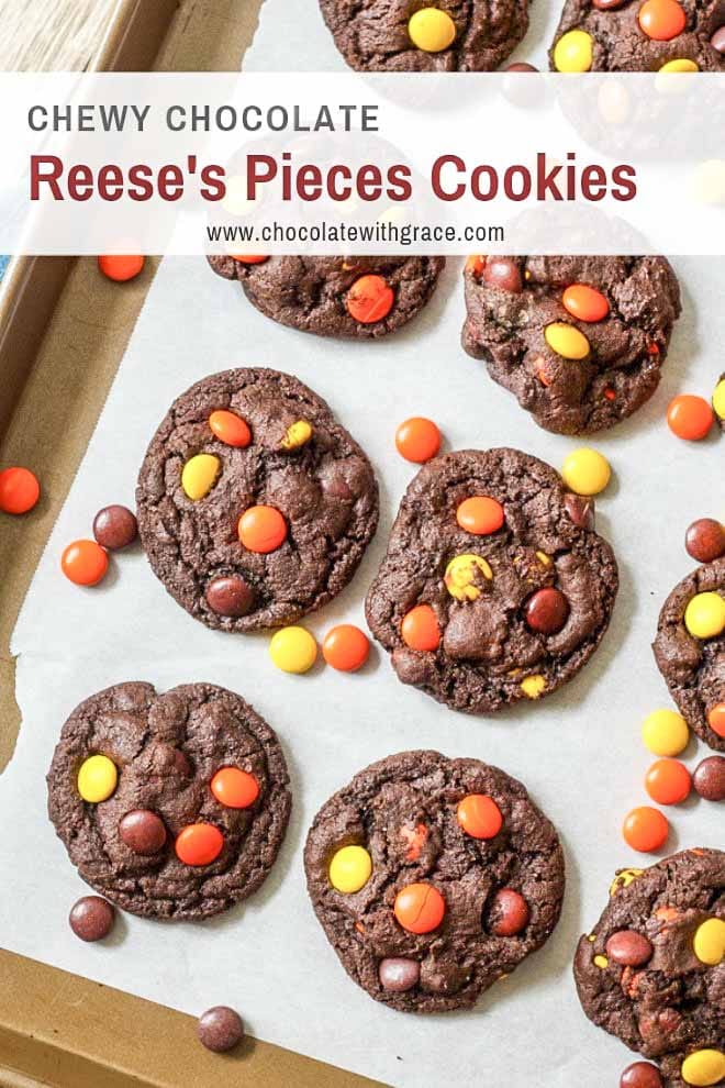Chewy chocolate cookies with Reese's pieces