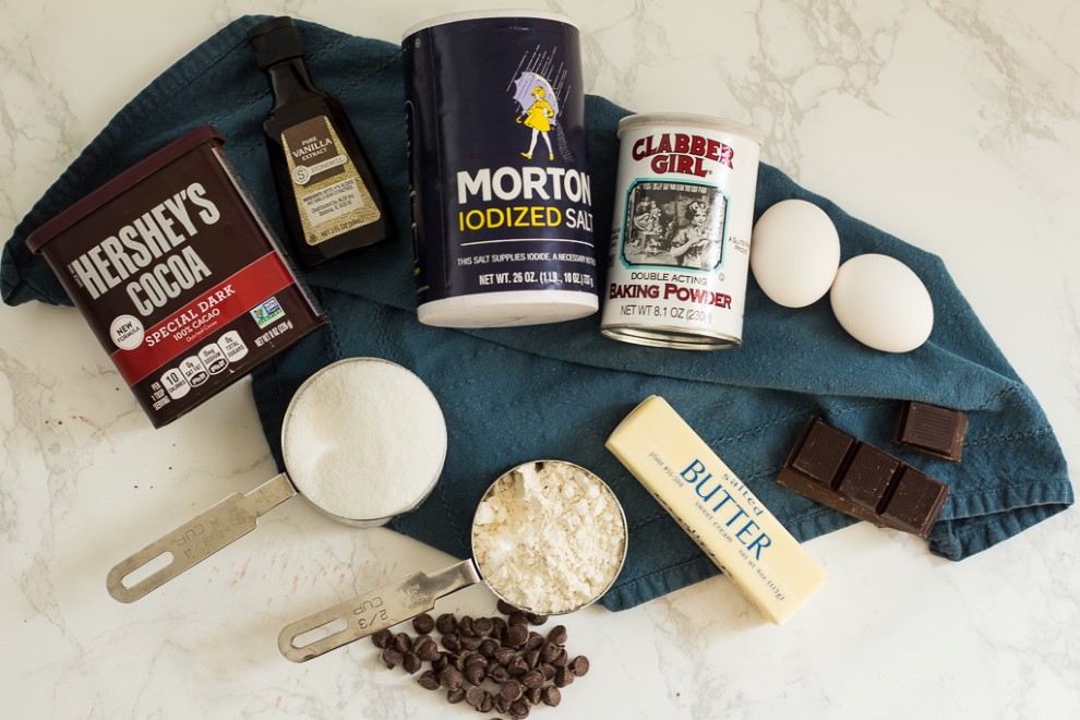 The ingredients for the best homemade brownies in the world from scratch