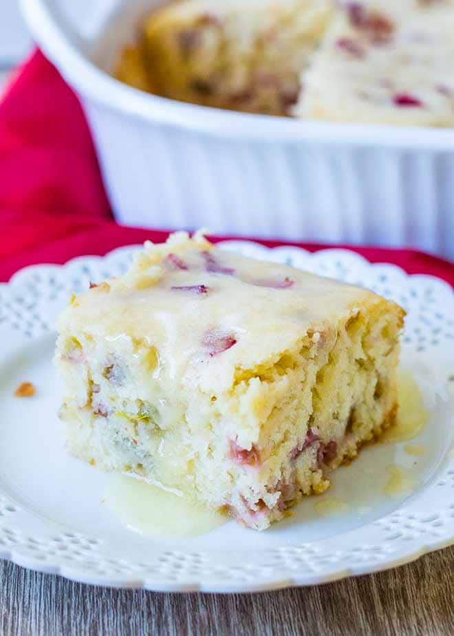 Rhubarb Cake with Butter Sauce