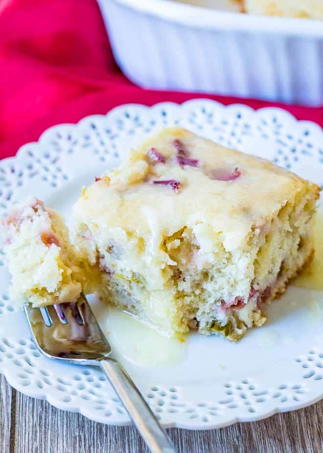 Rhubarb Cake with Warm Butter Sauce
