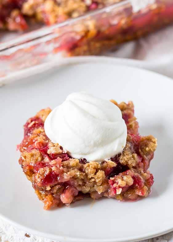 Old Fashioned Rhubarb Crunch is a sweet and tangy favorite.