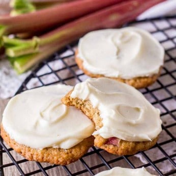 Rhubarb Cookies with Cream Cheese Frosting