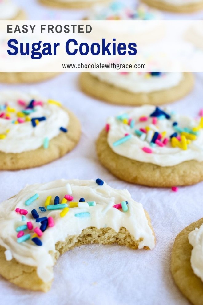 sugar cookies with frosting and sprinkles