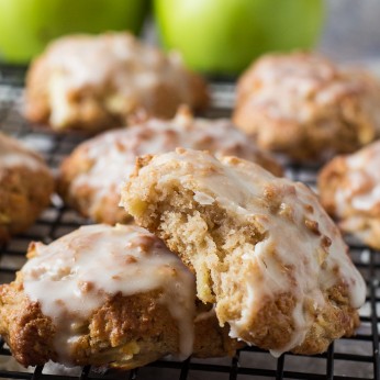 baked apple fritters with a bite taken out