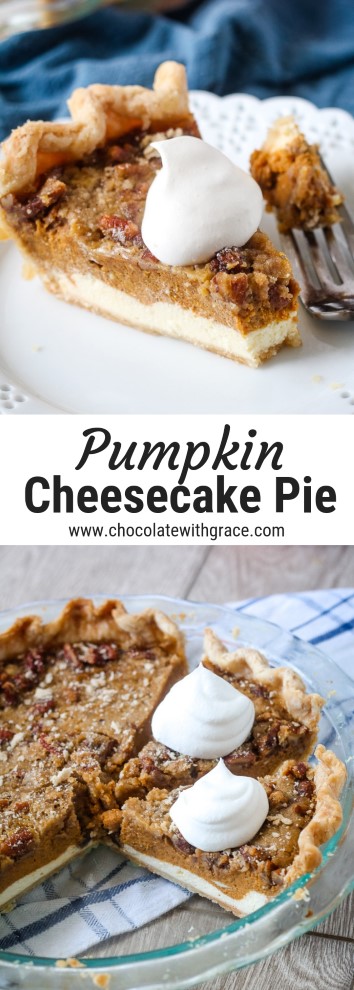Pumpkin Cheesecake Pie with Streusel - Chocolate With Grace
