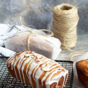 cherry almond quick bread wrapped for gifts