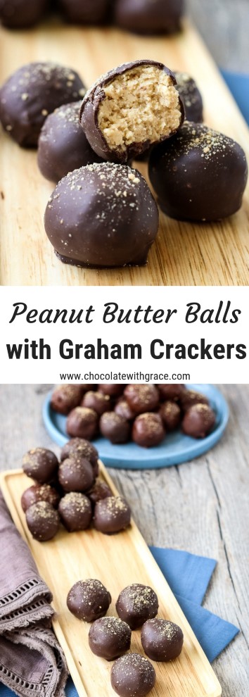 Peanut Butter balls made with graham crackers to taste like reese's peanut butter cups.