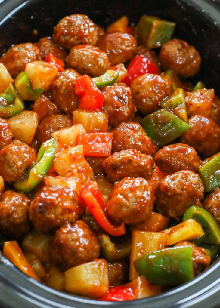 Slow Cooker Meatballs with Peppers and Pineapple