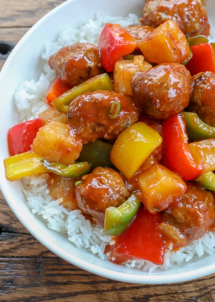 Sweet and Sour Meatballs with Rice