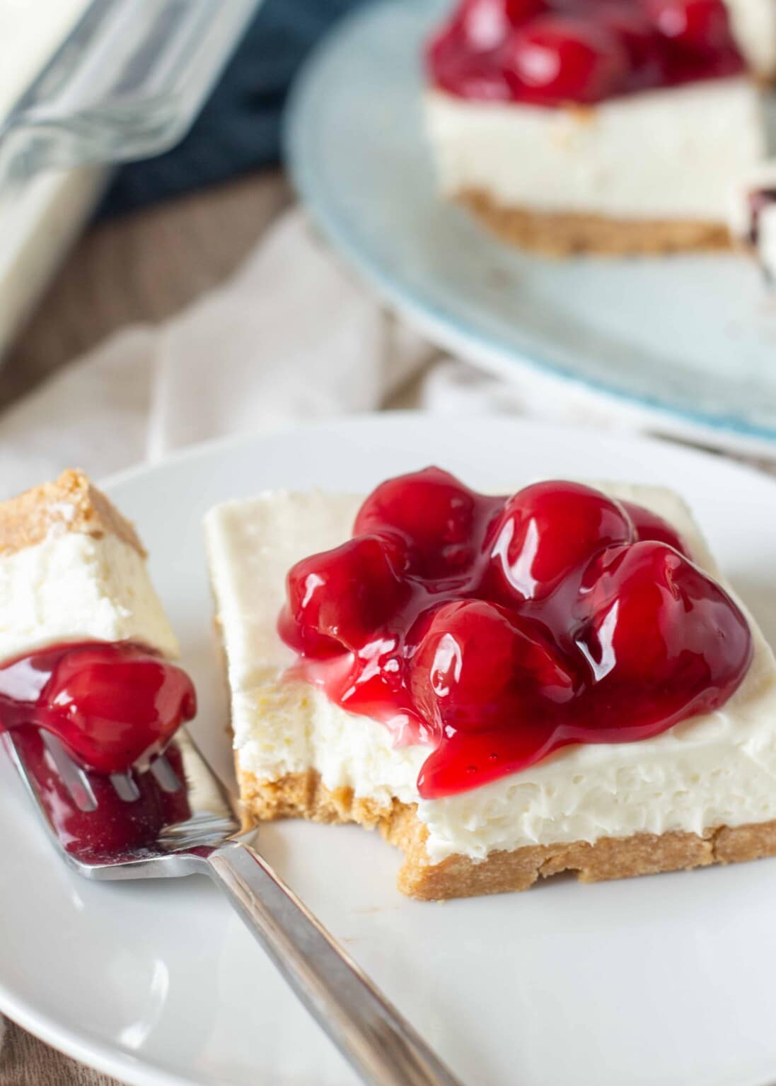 No Bake Cherry Cheesecake - Chocolate with Grace