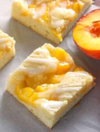 Fresh peaches are the secret to these mouthwatering pie bars!