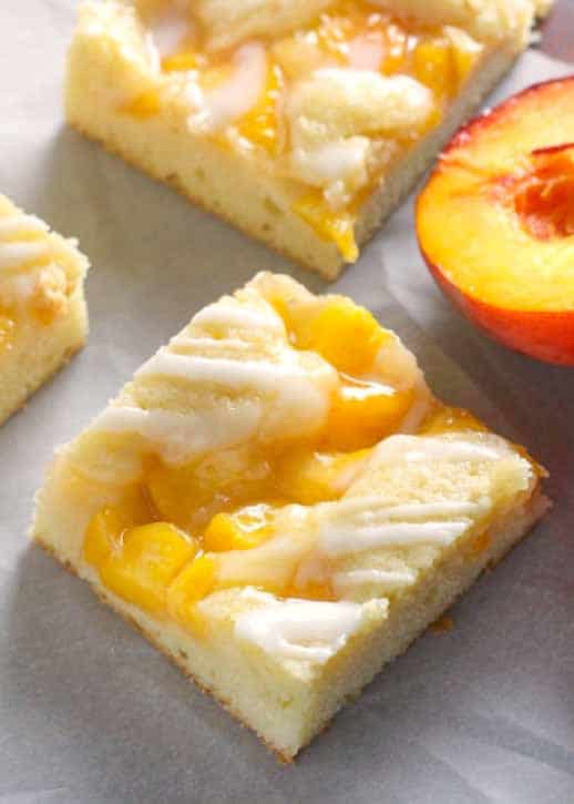 Fresh peaches are the secret to these mouthwatering pie bars!