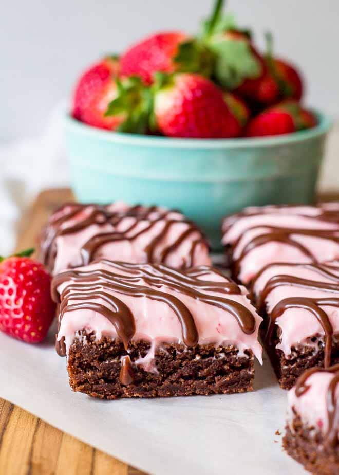 Strawberry Cream Cheese Frosting takes brownies to a new level!