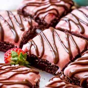 Fudgy Brownies with Strawberry Frosting