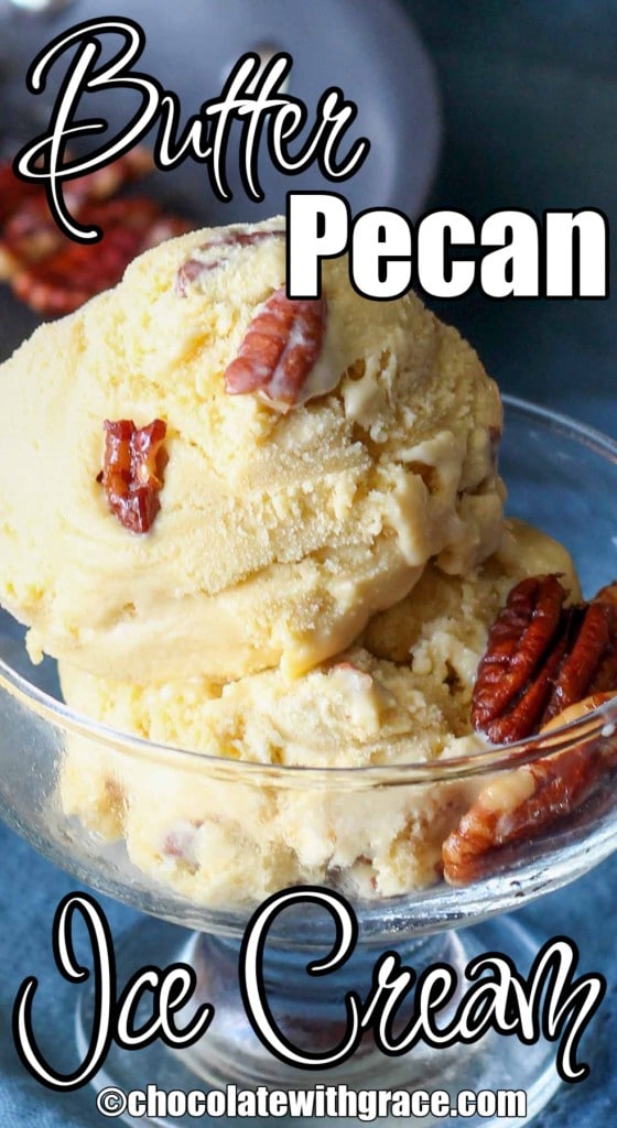 Butter Pecan Ice Cream is a rich and creamy custard-based ice cream, featuring brown sugar and pecans for a nutty caramel flavor with a delicious crunch. 