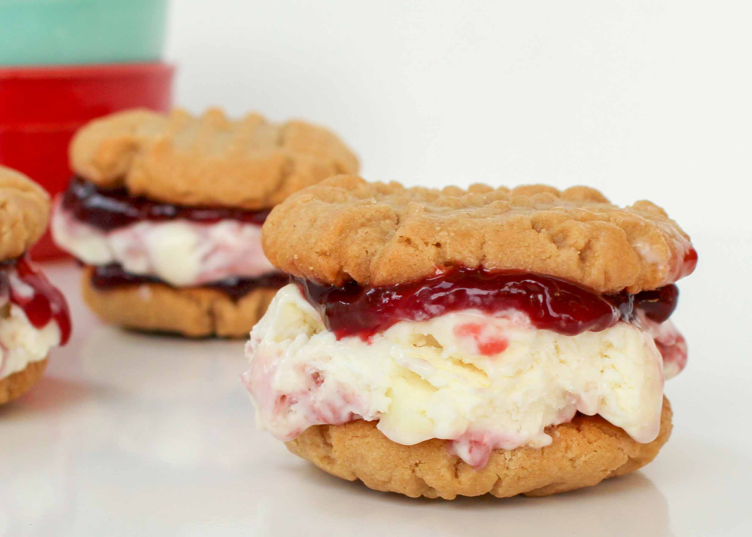 Peanut Butter and Jelly Ice Cream Sandwich - Chocolate with Grace