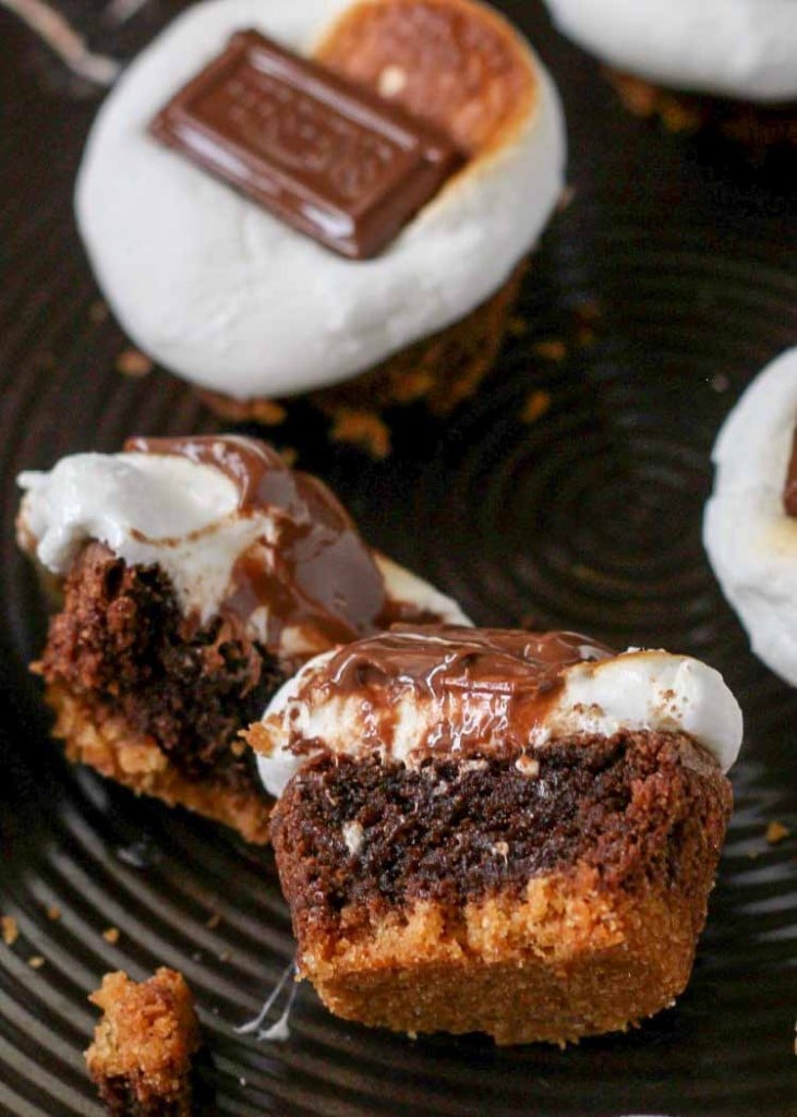 Brownie Bites topped with marshmallows and chocolate