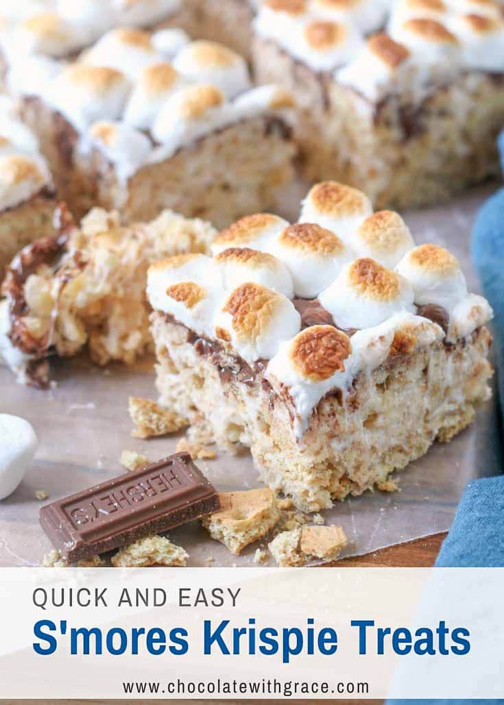 S'mores Rice Krispie Treats - Chocolate with Grace