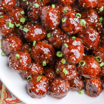 Asian Meatballs in white dish