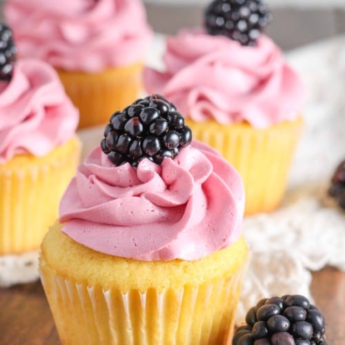 Vanilla Cupcakes with Blackberry Frosting - Chocolate with Grace