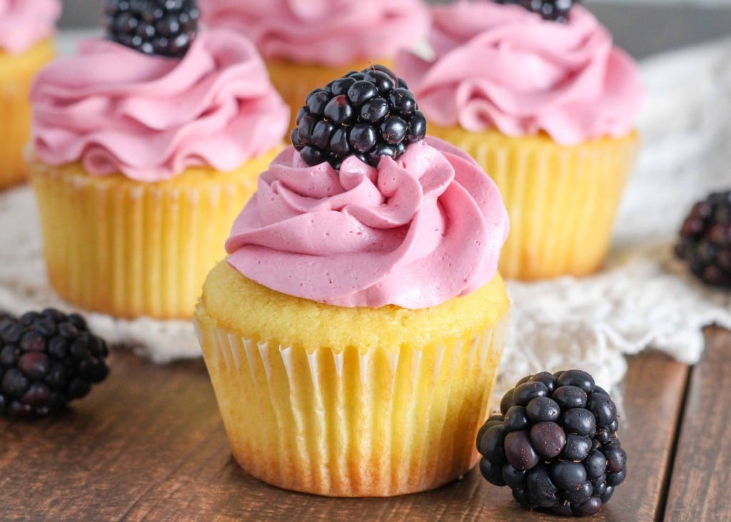 Blackberry Frosted Vanilla Cupcake