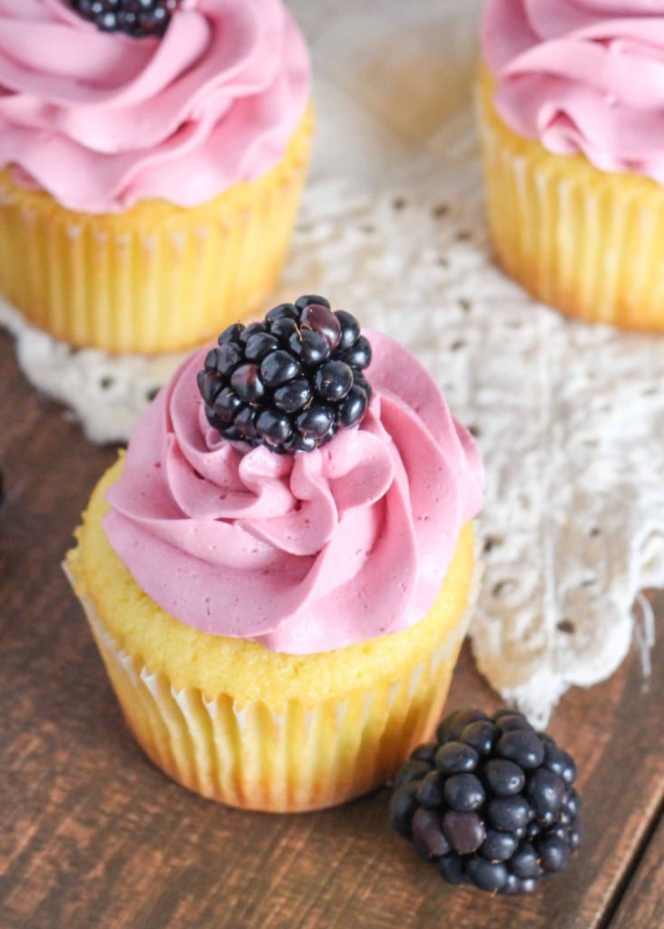 Blackberry Frosting with Vanilla Cupcakes