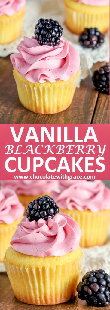 Blackberry Frosting with Vanilla Cupcakes