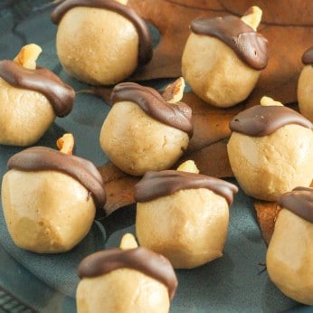peanut butter balls with chocolate