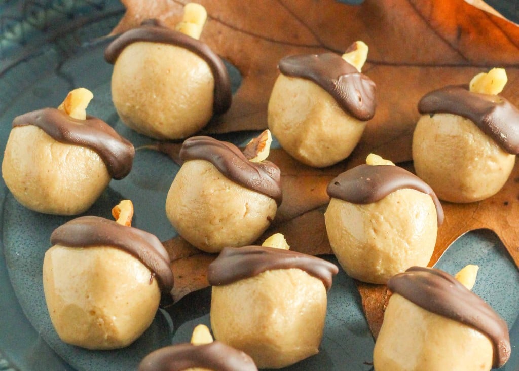 Chocolate peanut butter balls with walnuts