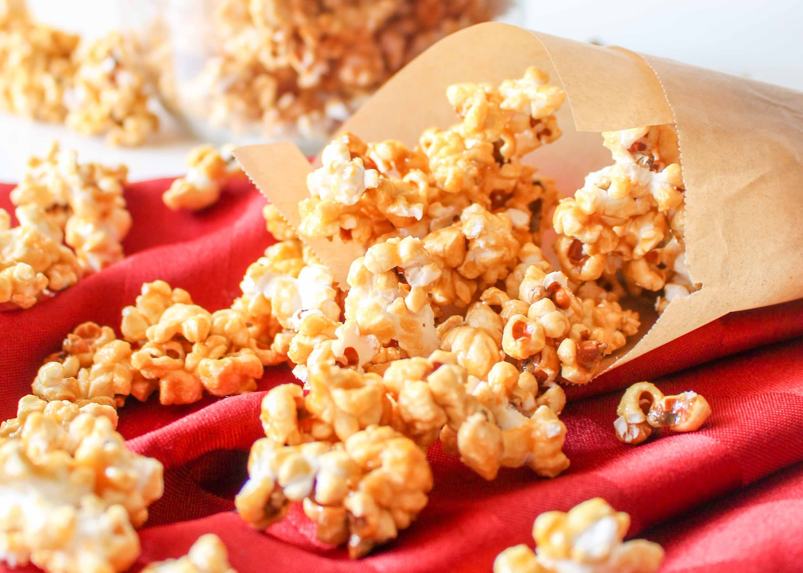 Homemade Baked Caramel Popcorn - Taste and Tell