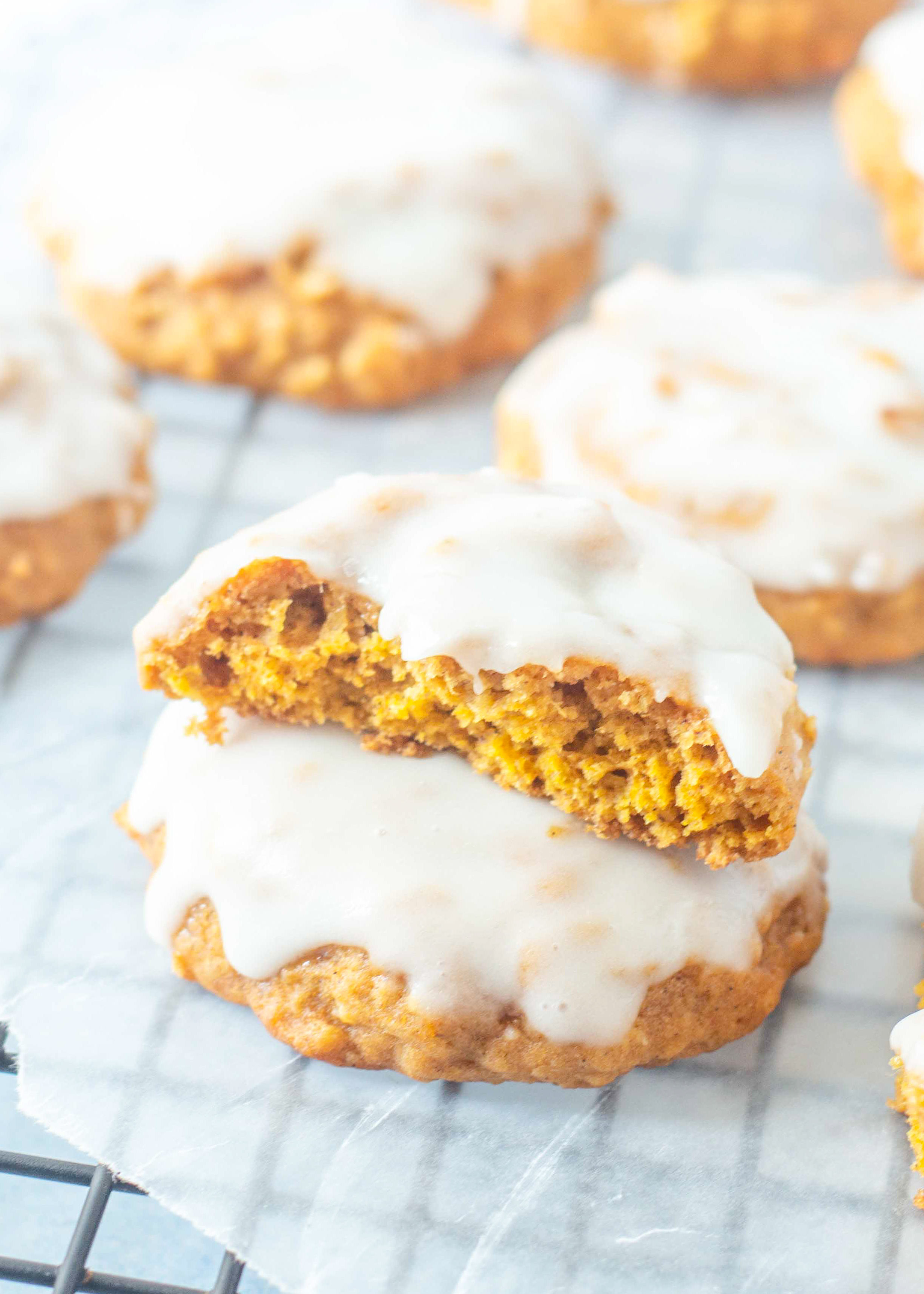 Iced Pumpkin Oatmeal Cookies