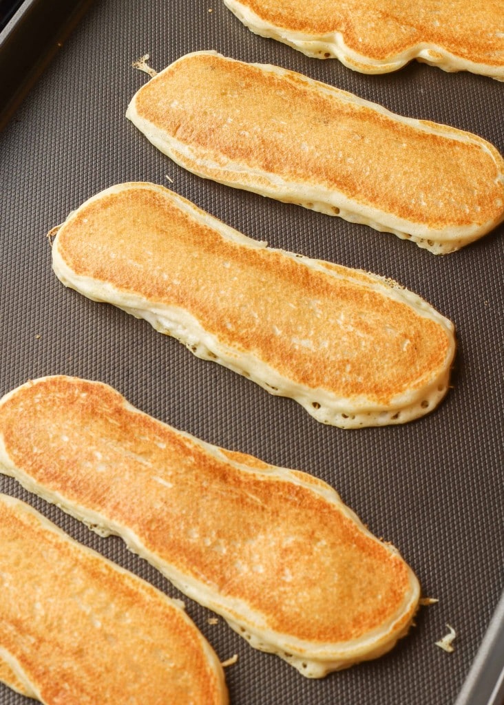 Bacon Pancake Dippers on griddle