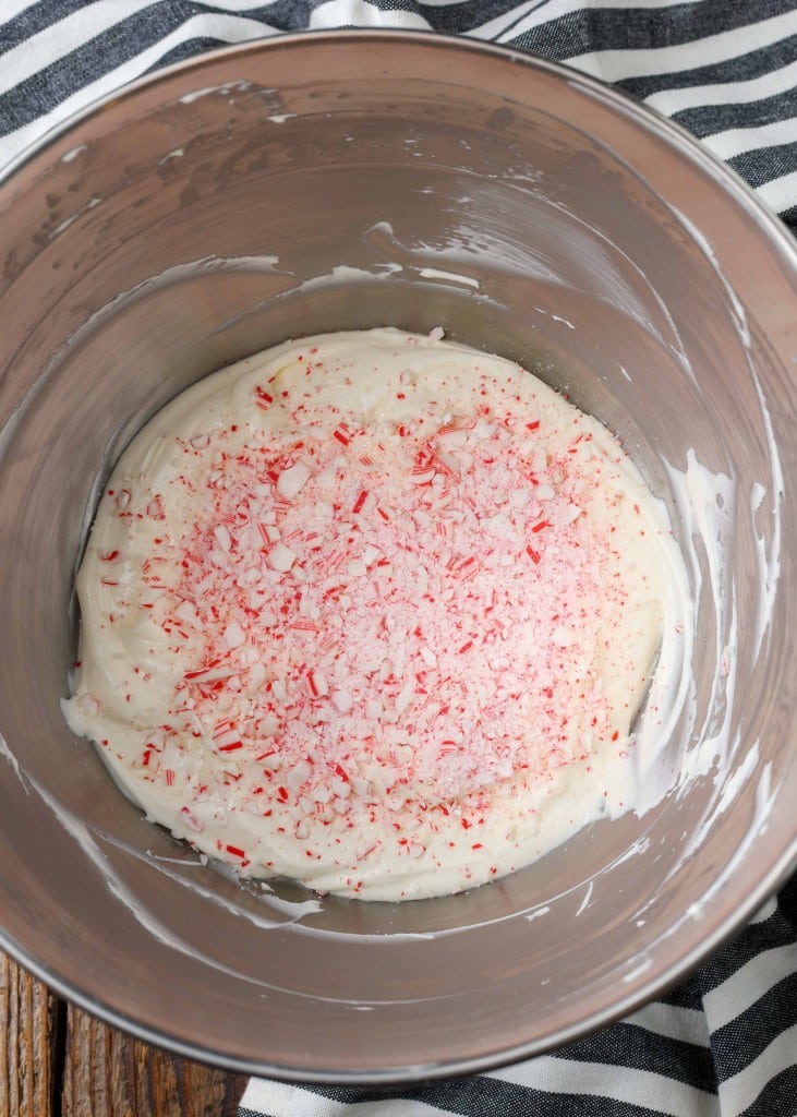 creamy peppermint dip with candy canes