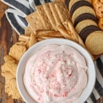 candy cane dip with animal crackers