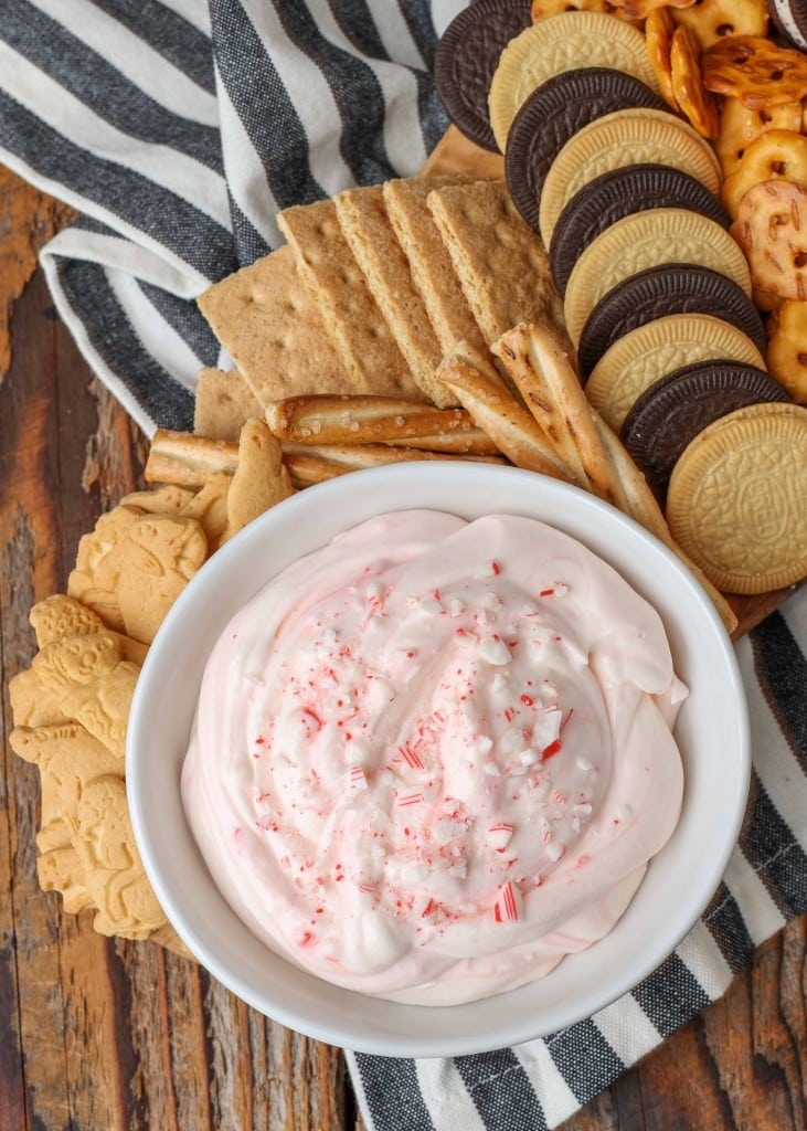 candy cane dip with animal crackers