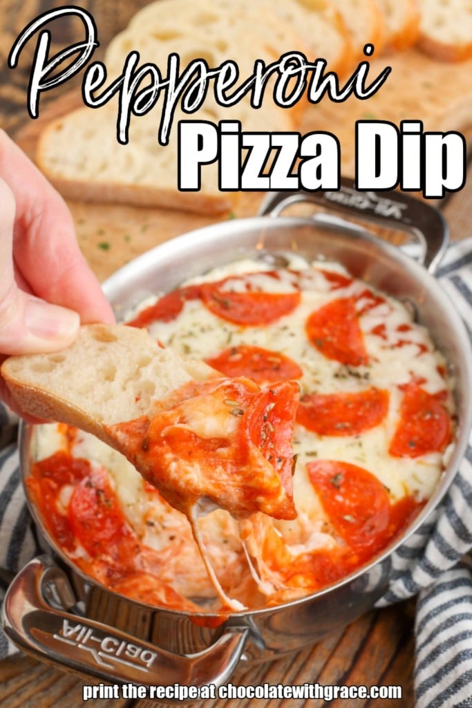 Pepperoni Pizza Dip with crostini