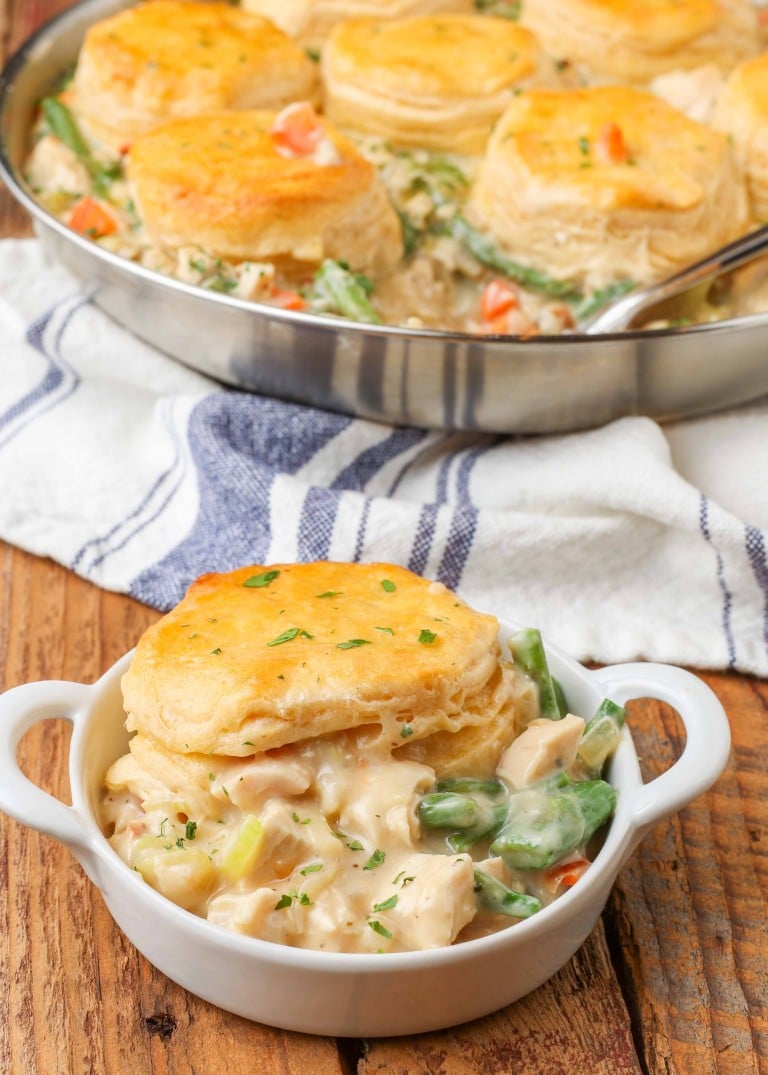 Chicken Pot Pie Casserole with Biscuits - Chocolate with Grace