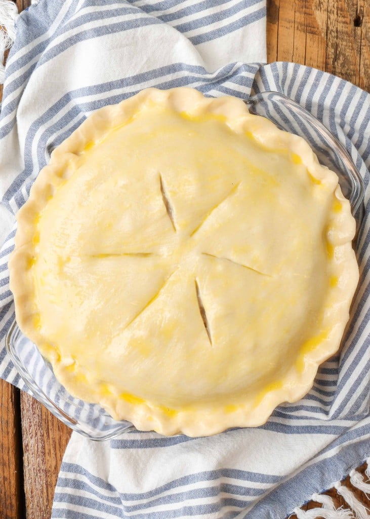 Ground Beef Pot Pie whole pie before baking