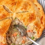 Ground Beef Pot Pie whole pie with one slice removed