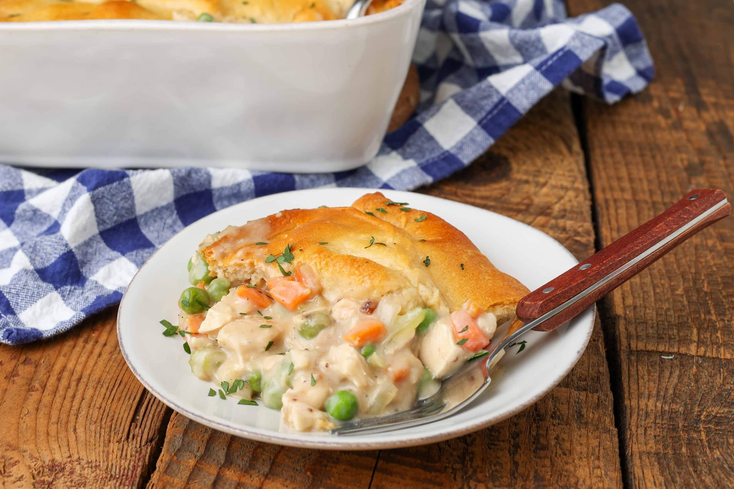 Chicken Pot Pie Casserole with Crescent Roll Dough - Bowl Me Over