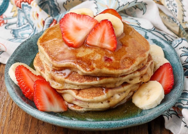 Strawberry Banana Pancakes - Chocolate with Grace