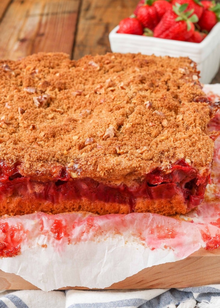 Strawberry Coffee Cake on parchment
