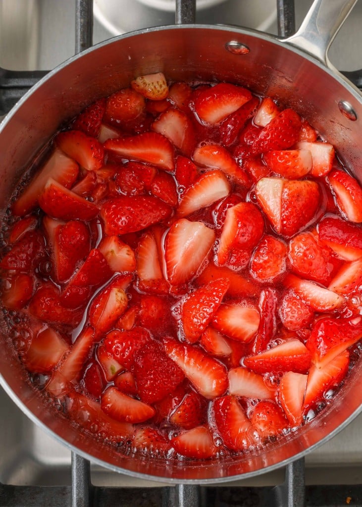Strawberry Compote in sauce pan
